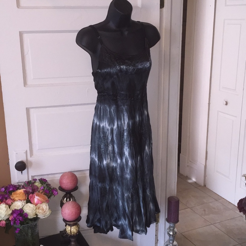 Charcoal gray tie-dye sundress